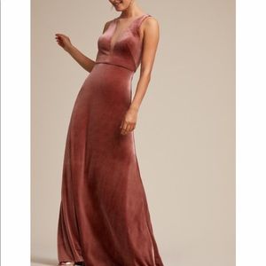 Jenny Yoo Logan Velvet Dress in English Rose